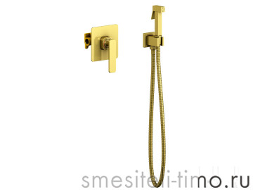 Смеситель встроенный с гигиеническим душем Timo Torne 4389/17SM золото матовое