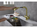 Смеситель для кухни с подключением фильтра и выдвижной лейкой Timo Saona 2346/17FL золото матовое #3